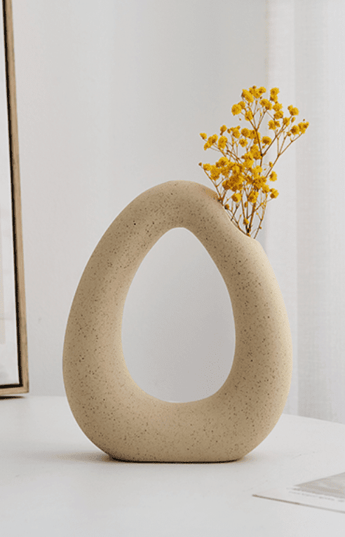 Egg Shape Hollow Ceramic Vase (20x16 CM)