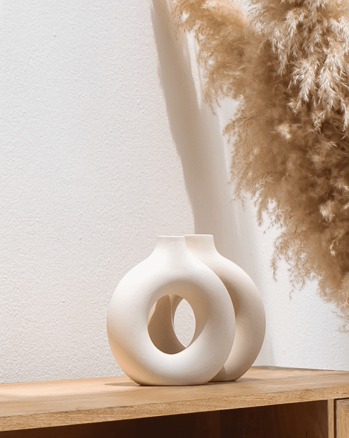 Off-White Ceramic Donut Vase (3 Sizes)