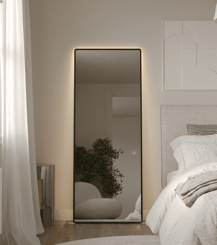 Backlit Rounded Corners Rectangular Black Mirror (2 Sizes) Homekode 