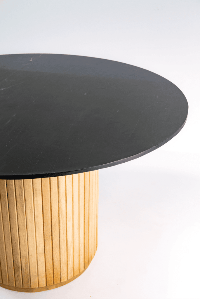 Lireal Black Marble Top Dining Table with Wooden Base Homekode 