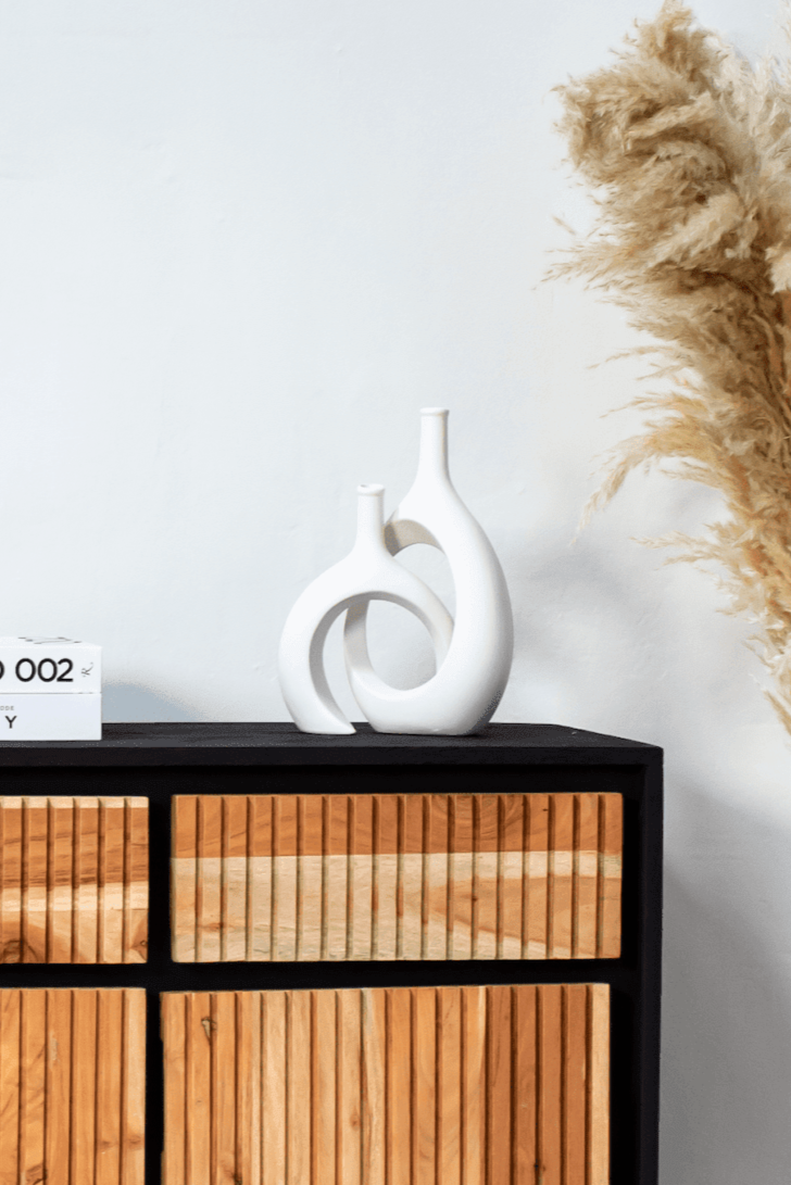 Ceramic Nordic Minimalist 2 in 1 White Vase