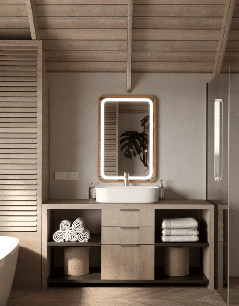 Kayla Gold Frame LED Rectangle Vanity Mirror (6 Sizes) Mirrors Homekode 