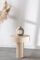 Aveline Travertine Round Top Side Table Homekode 