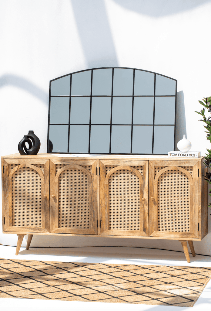 Oriana Four Doors Rattan Buffet with Arch Door Designs Homekode 
