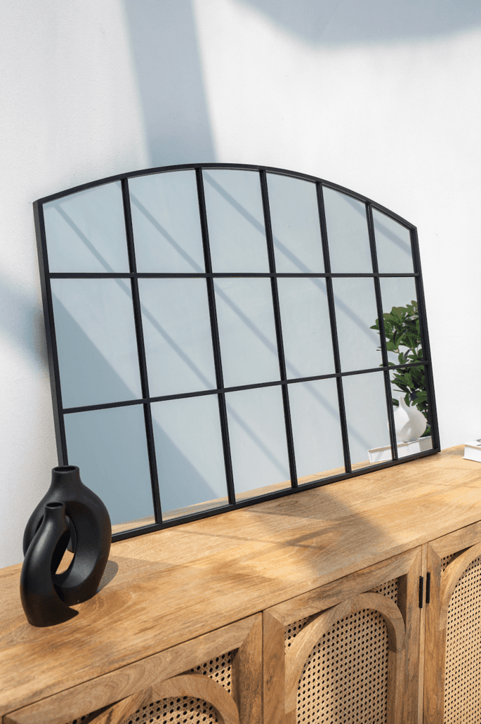 Raven Black Window Black Console Mirror (120x80 CM) Homekode 