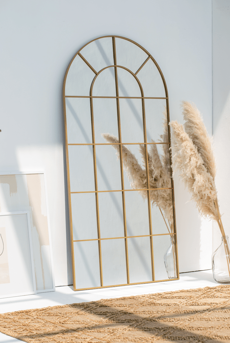 Astrid Gold Window Arch Full Length Mirror (200X100 CM) Mirrors Homekode 