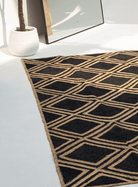 Lozenge Chic - Black & Beige Braided Jute Rug (2 Sizes)