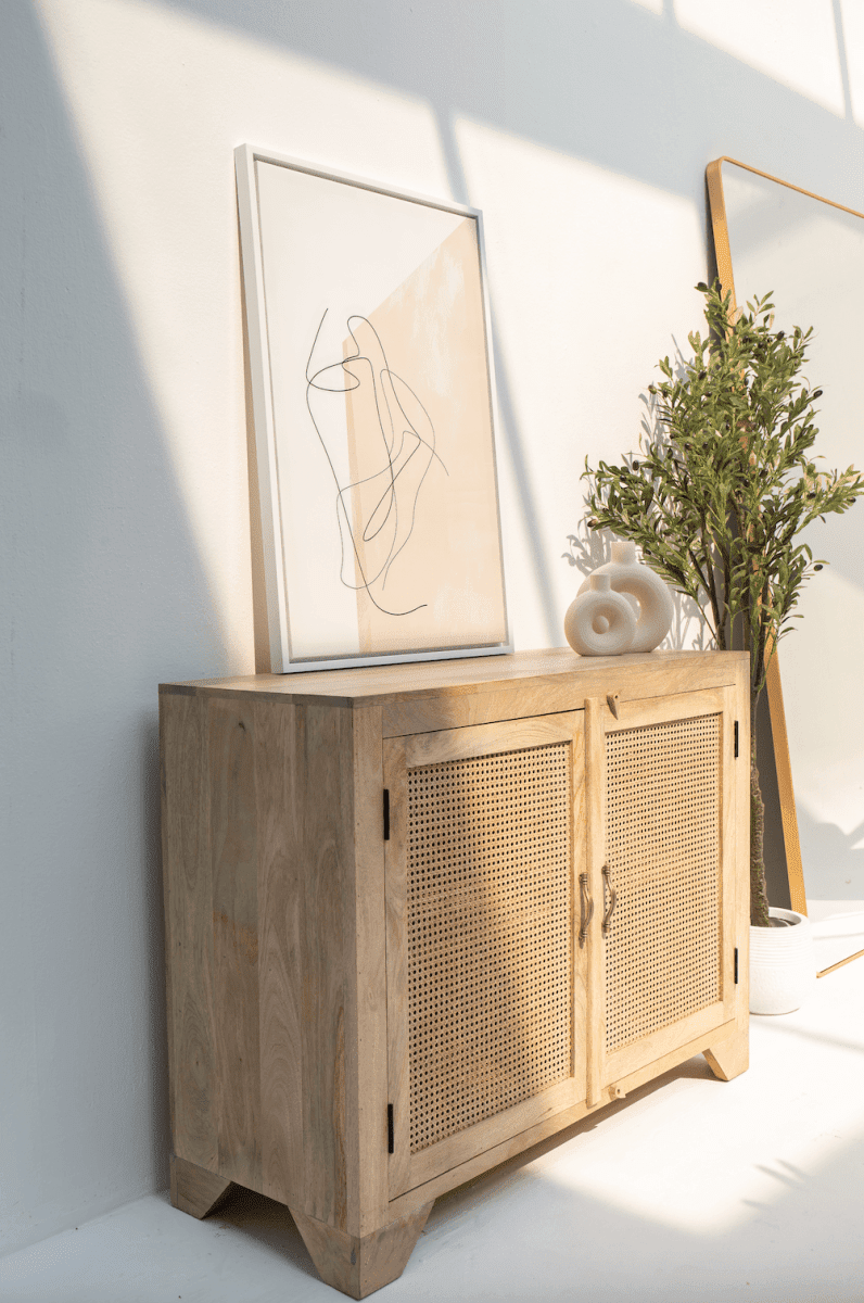 Everly Two Rattan Doors Sideboard Homekode 