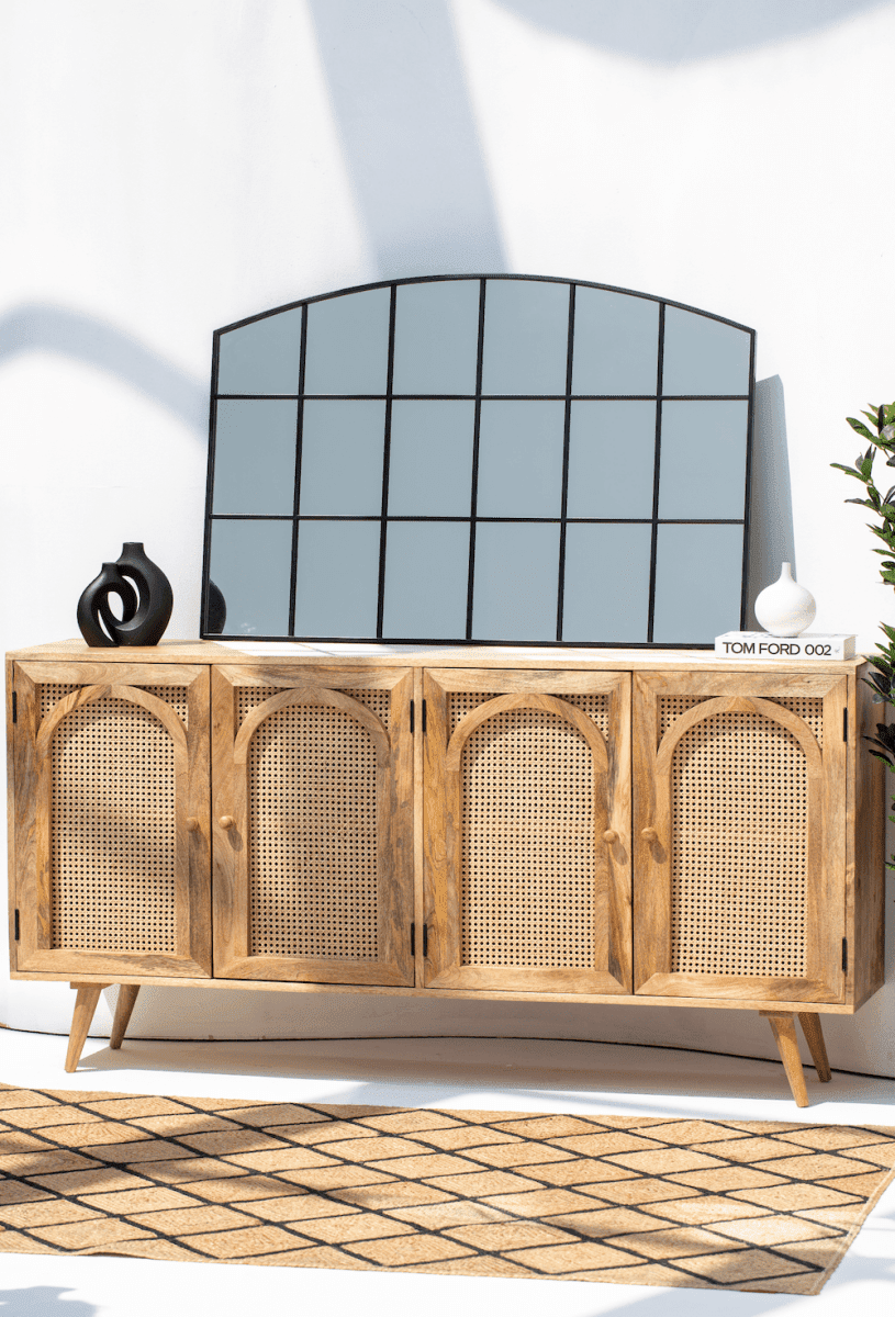 Raven Black Window Black Console Mirror (120x80 CM) Homekode 