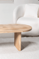 Oval Shape Wooden Coffee Table with Flat Legs Homekode 