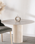 Claire Beige Travertine Round Dining Table (2 Size Available) Homekode 