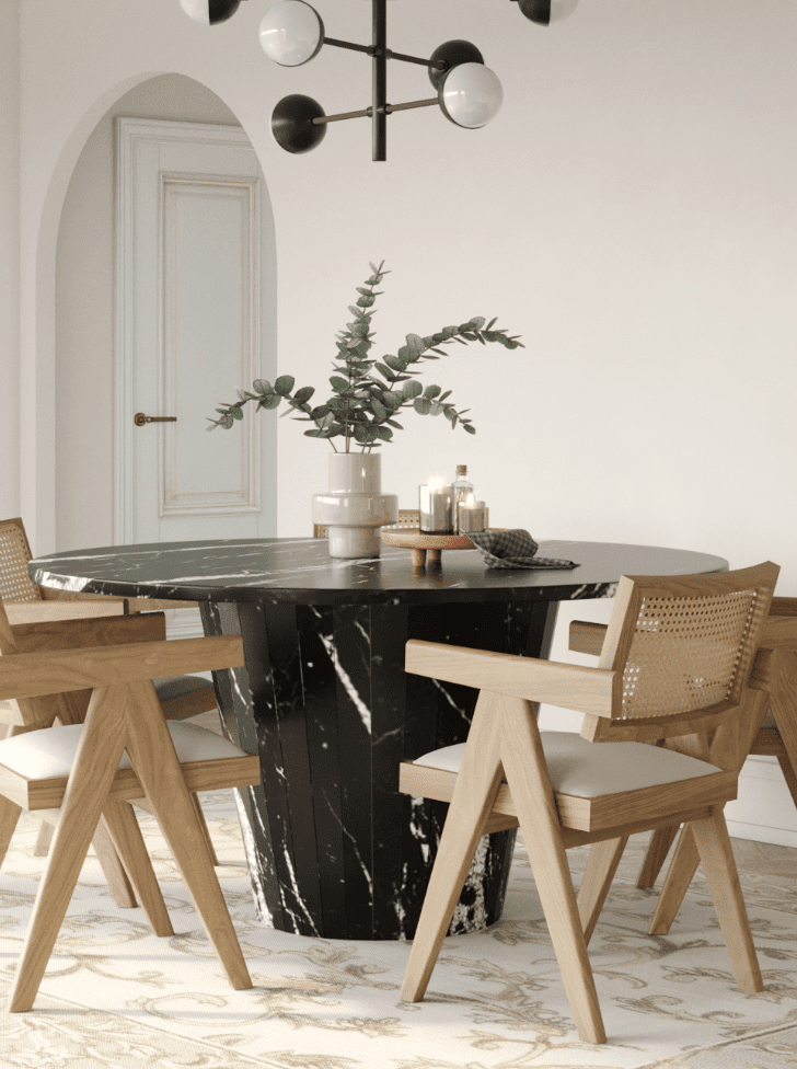 Zuri Black Marble Round Dining Table (2 Sizes) Homekode 