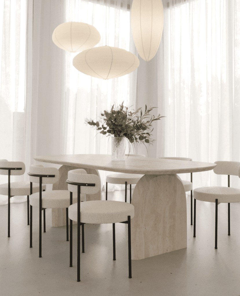 Londyn Oval Travertine Dining Table with Arch Legs Homekode 