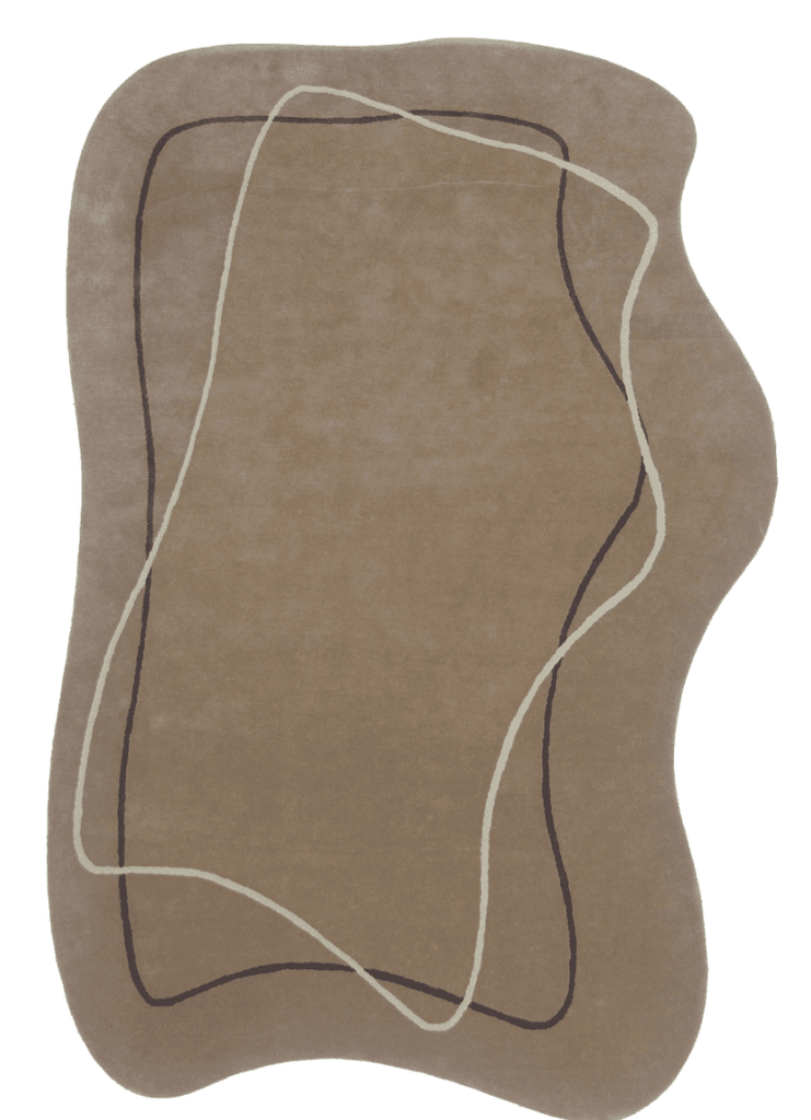 Curva Elegante - Beige & Brown Handmade Rug (200x300 CM)