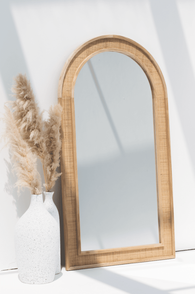 Riley Rattan Frame Arch Full Length Mirror (180x100 CM) Mirrors Homekode 