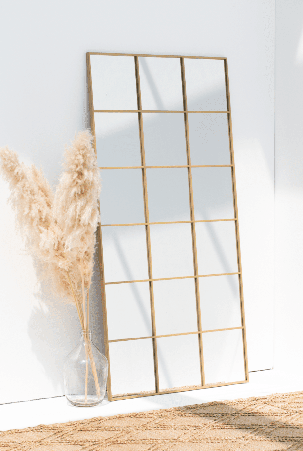 Lavinia Gold Rectangular Window Mirror (180x90 CM) Mirrors Homekode 