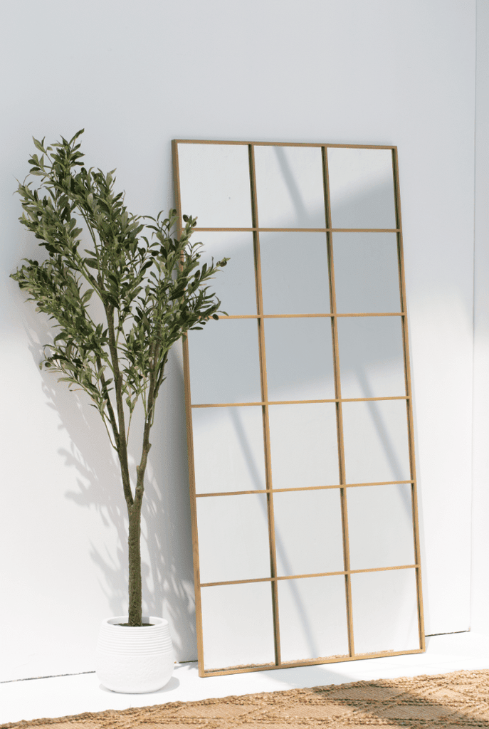 Lavinia Gold Rectangular Window Mirror (180x90 CM) Mirrors Homekode 