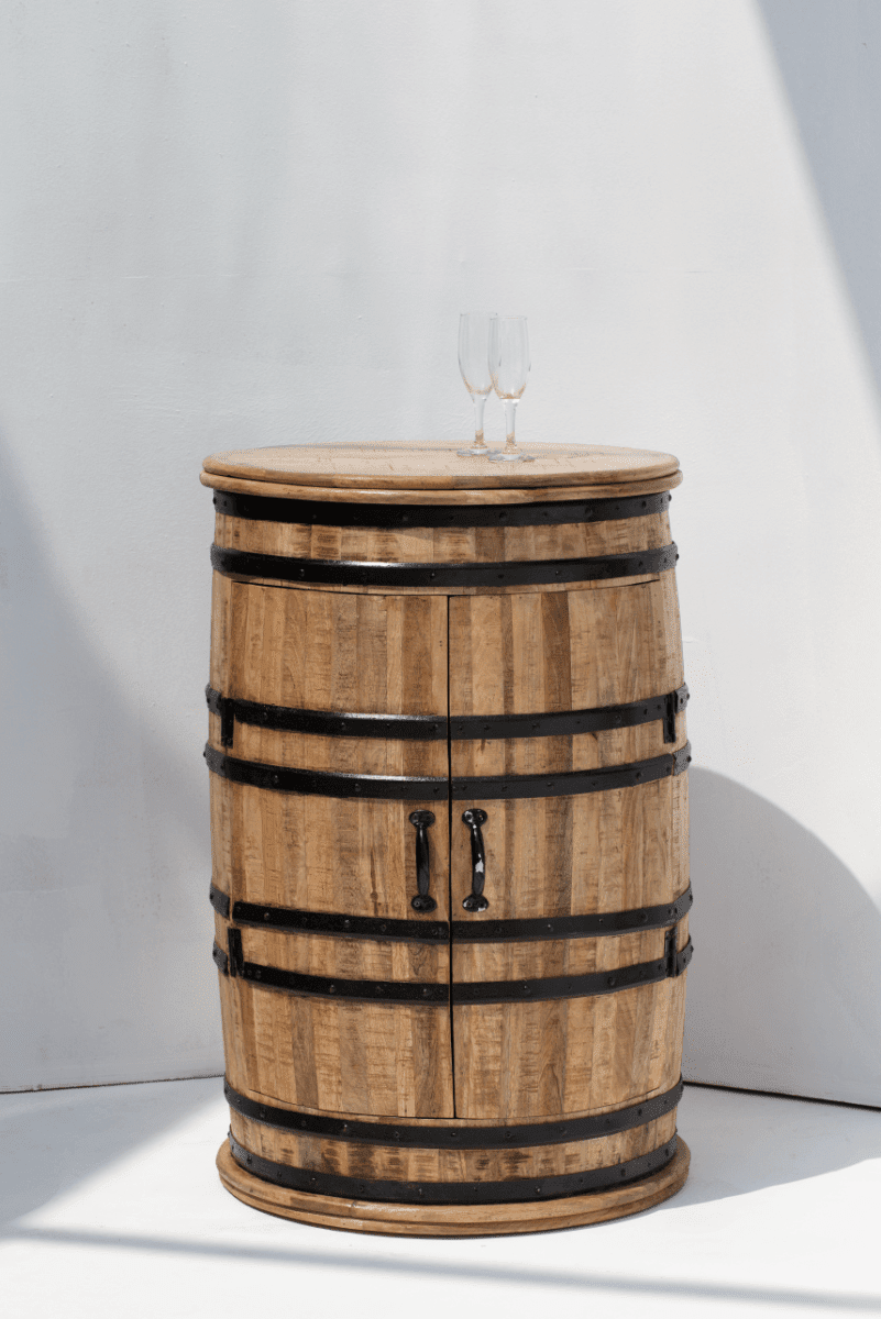 Alani Industrial Barrel Cocktail Cabinet Homekode 