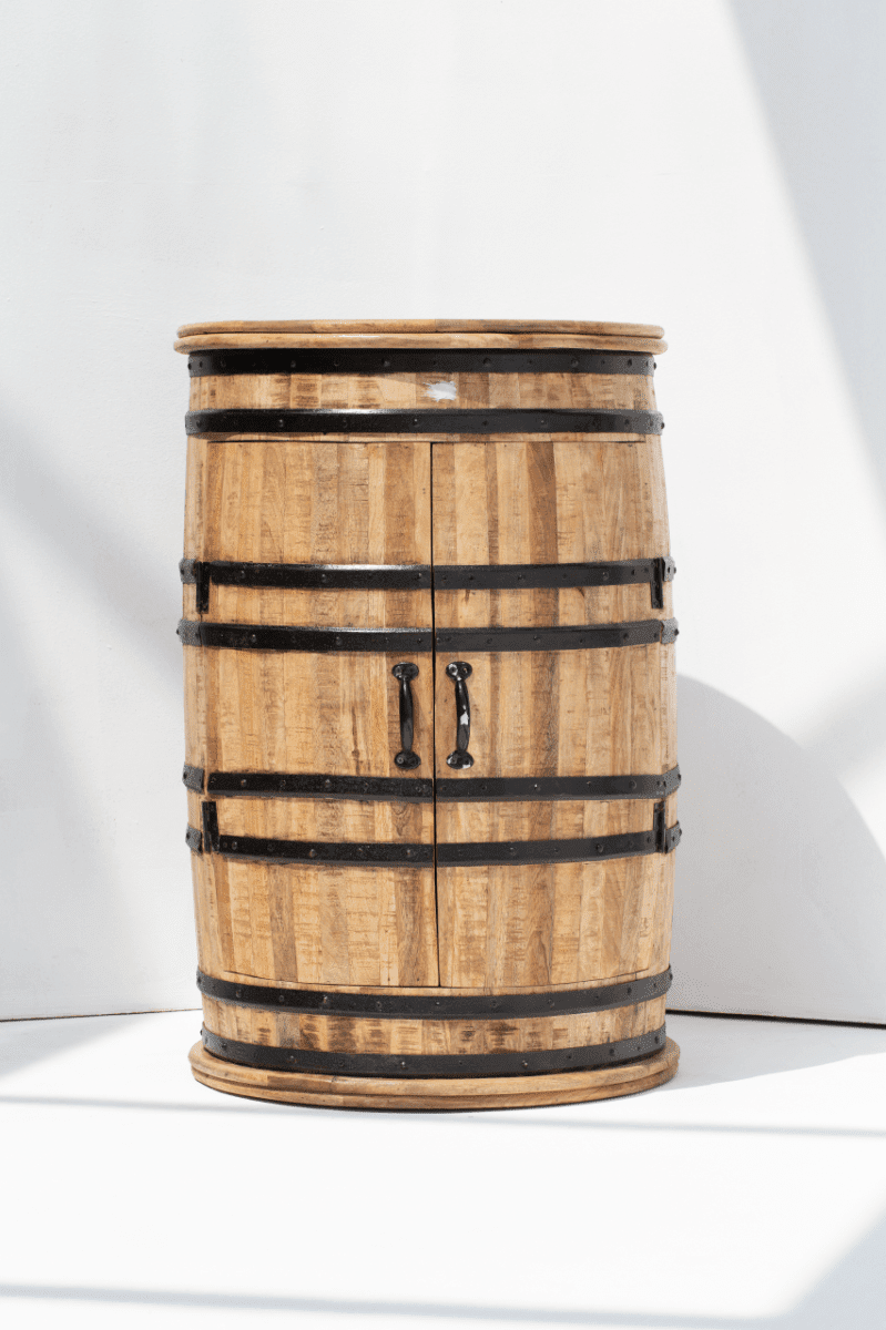 Alani Industrial Barrel Cocktail Cabinet Homekode 