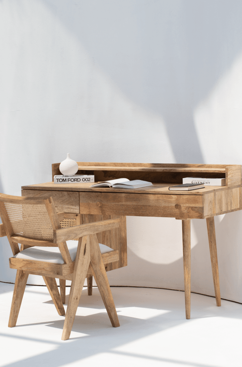 Bali Rattan Door Wooden Desk Homekode 