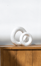 Round Donut Shape White Ceramic Vase (Set of 2)