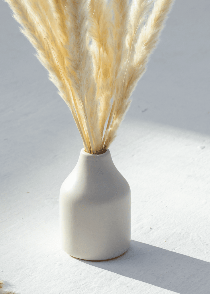 Round White Elongated Ceramic Vase