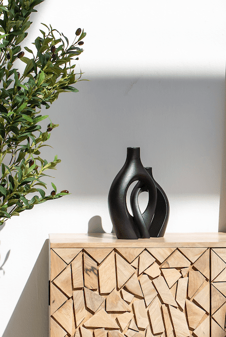 Ceramic Nordic Minimalist 2 in 1 Black Vase