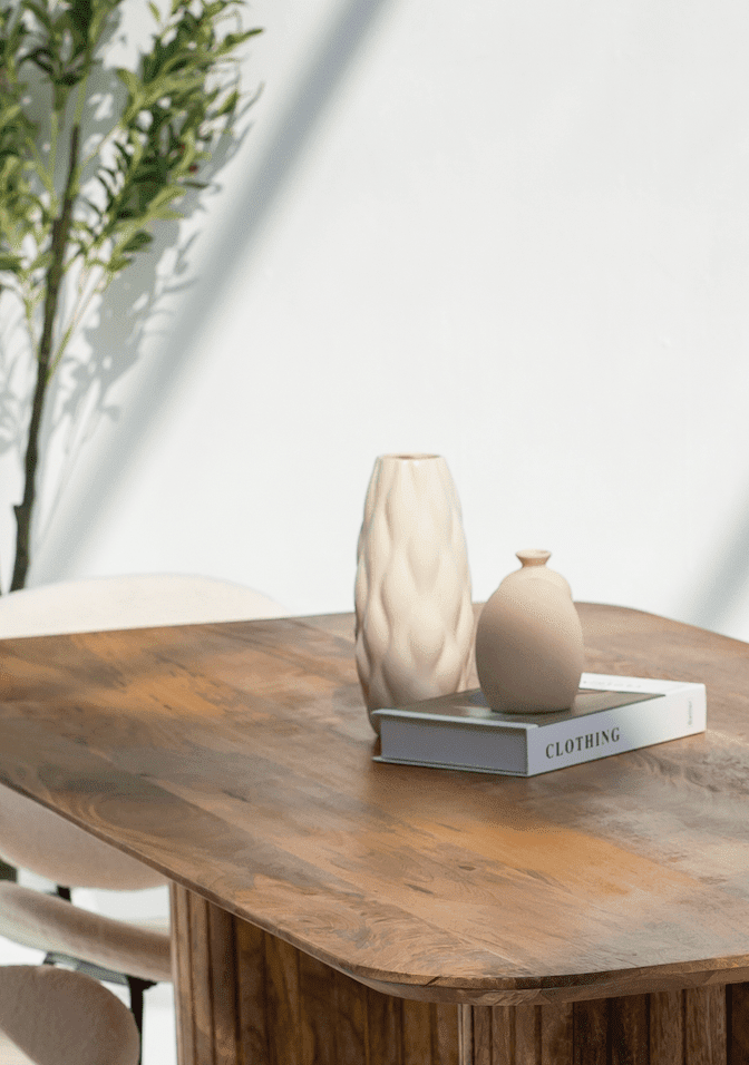 Geometric Light Beige Ceramaic Vase (2 Sizes) Homekode 