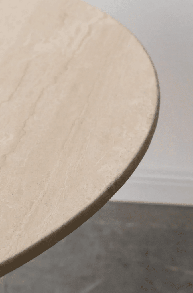 Zoey Hourglass Leg Travertine Round Dining Table (3 Sizes) MGH 