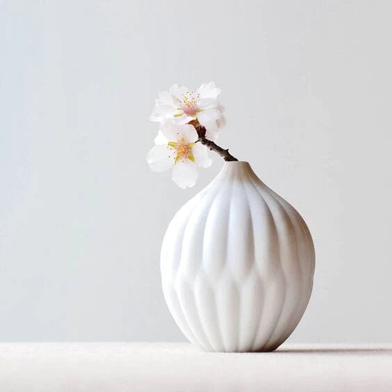 White Textured Ceramic Vase Home Homekode 