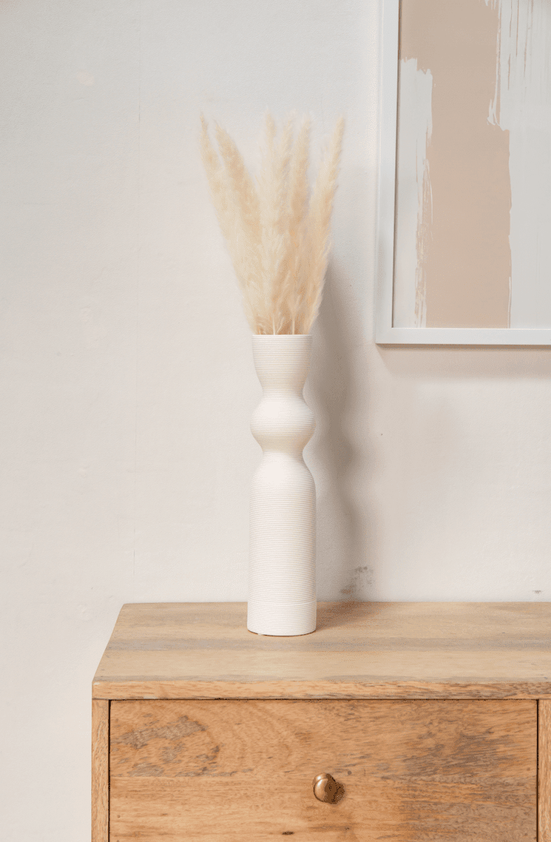 Wavy White Long Vase