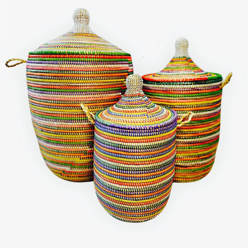 Handmade Circular Multi-Color Classic Basket (3 Sizes)