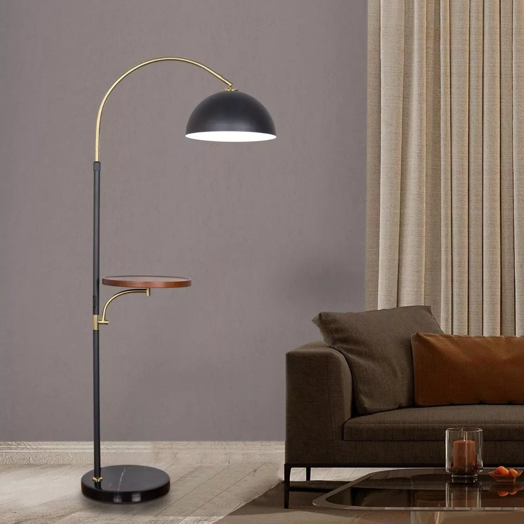 Black and Gold arched Floor Lamp With Shelve Homekode 