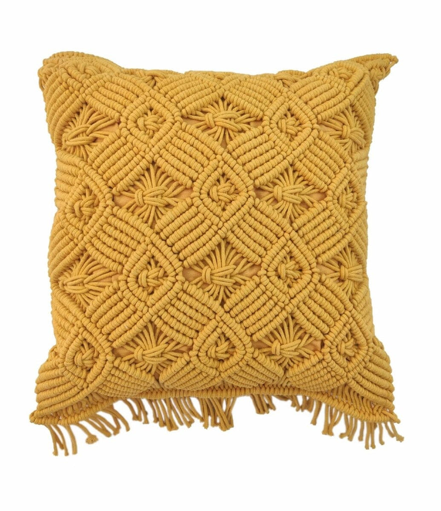 Yellow Fringes Cushion With Filler (45x45 CM)