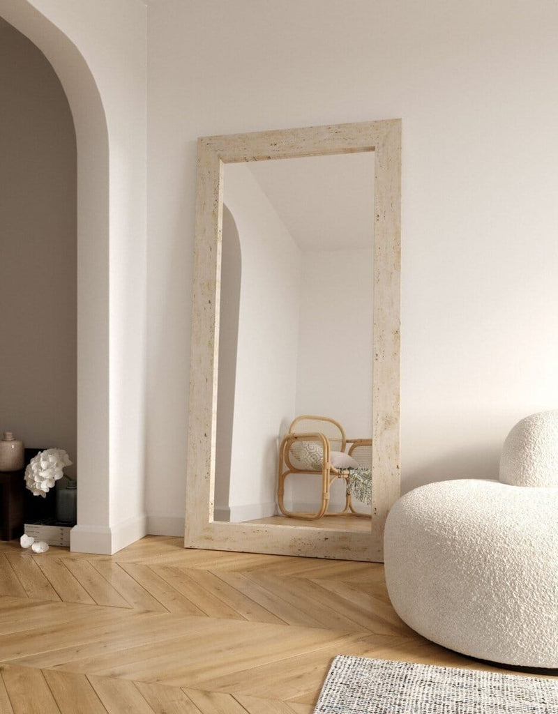 Esme Travertine Floor Standing Rectangle Mirror Mirrors MGH 220x100 CM 