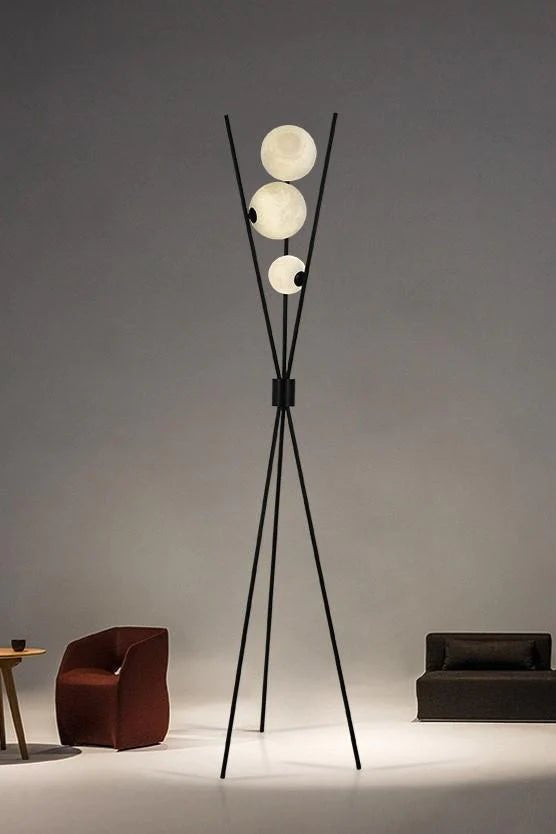 Black 3 Bubble Tripod Floor Lamp